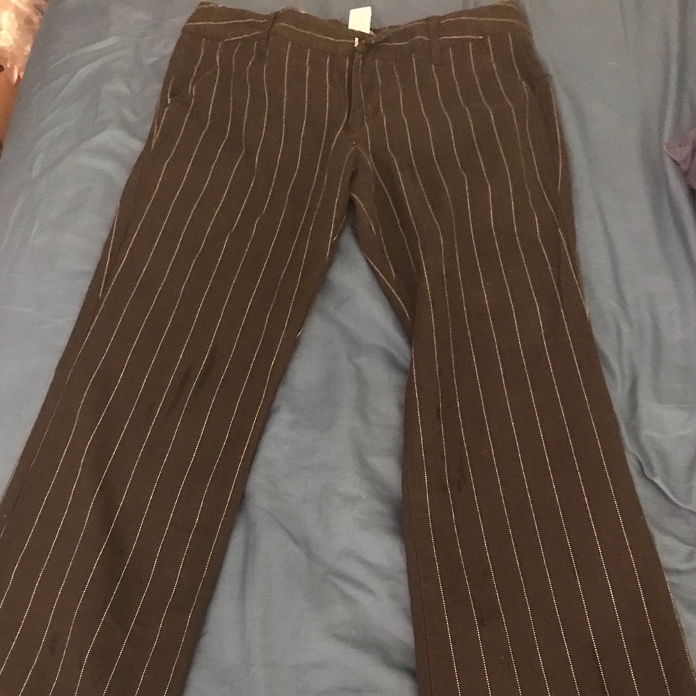 Black dress pants with white stripe